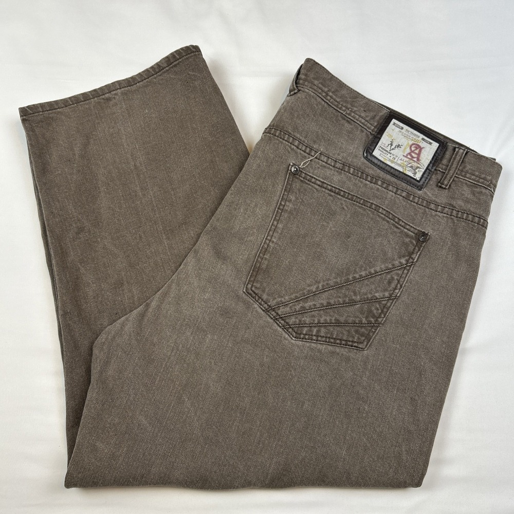 Vintage Y2K Baggy Akademiks Jeans Size 52x29 Wide Leg Faded Brown Skater Hip Hop